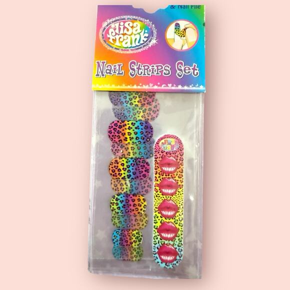 Lisa Frank Nail Strips Set Nail File Y2K Rainbow Cheetah Butterfly Stickers Lot - Picture 2 of 5